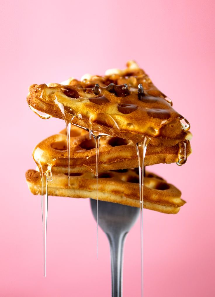 Stack of golden waffles